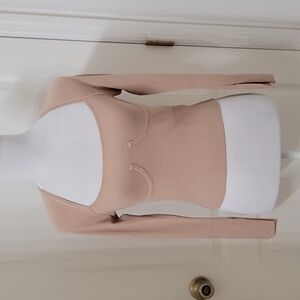 ASOS Size 0 Camel Colored Knit Ribbed Corset-ish Top, Long Sleeve Exc. Used Cond